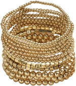 Gold Beaded Bracelets Adjusatable 14K Gold Plated Stackable Bracelets Stretch Bead Ball Bracelet Set for Women 3MM 4MM 6MM 8MM Beads Jewelry - Image 13