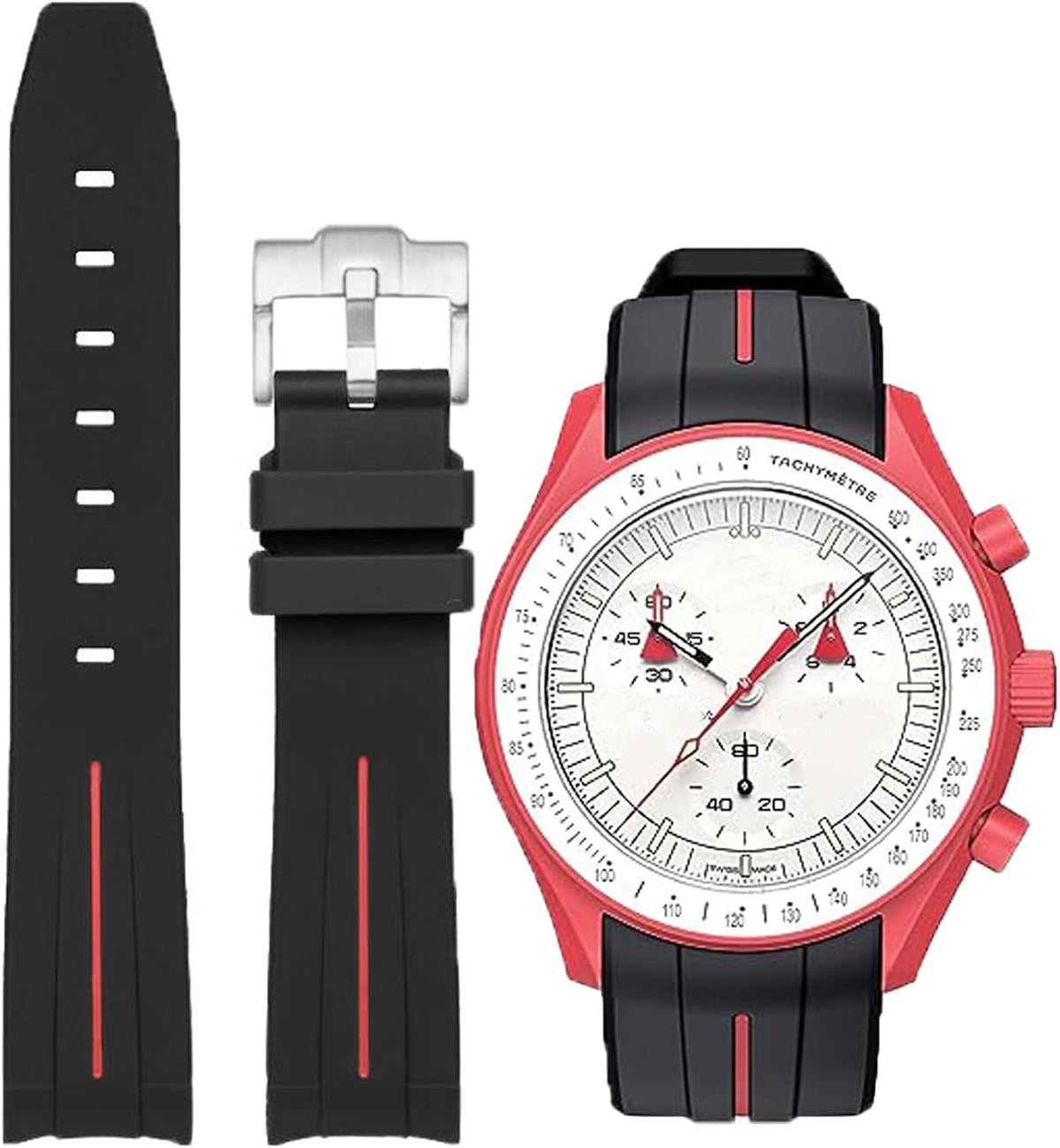 Rubber Strap for Moonswatch Watch,Curved No Gap,Premium Soft Durable Silicone Rubber Band Compatible with Omega x Swatch MoonSwatch Speedmaster 20mm Replacement Band Strap for Men Women - Image 14