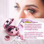 Ofone rose gold glitter contact lens kit angled product shot