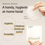 Radiant glass skin look achieved using Mixsoon nourishing moisturizer sheet pad.