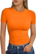 Trendy Queen Womens Short Sleeve T Shirt Buttery Soft Summer Tops Basic Tees - Image 15