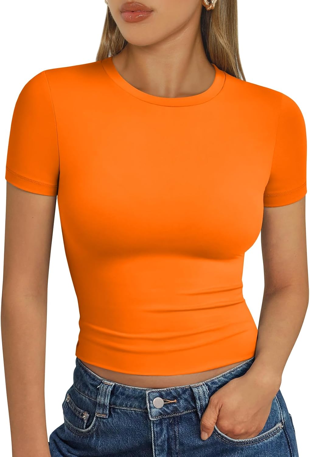 Trendy Queen Womens Short Sleeve T Shirt Buttery Soft Summer Tops Basic Tees - Image 15
