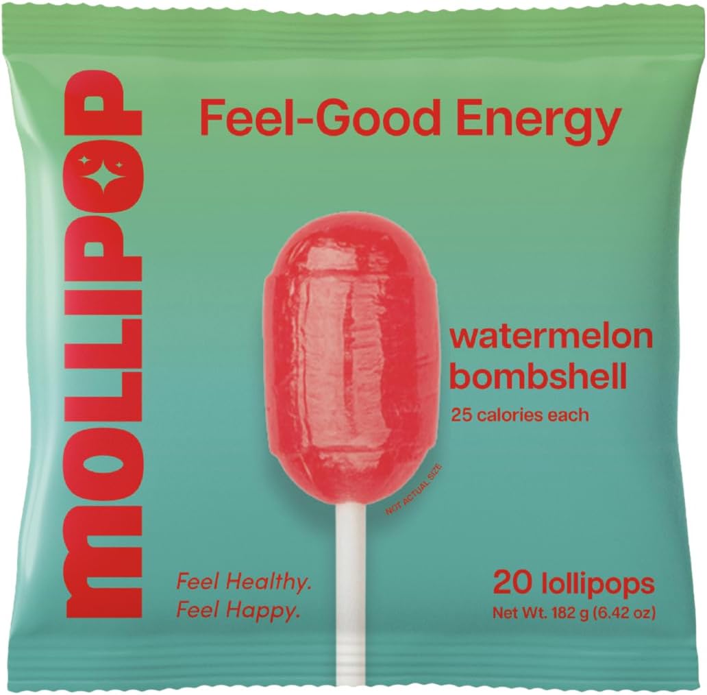 Mollipop Feel Good Lollipops Watermelon Flavor front view of resealable bag