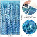 Close up of the thick PET film material on the blue streamer party backdrop