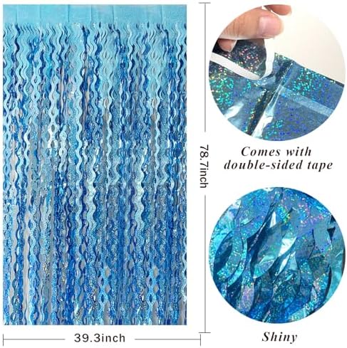 Close up of the thick PET film material on the blue streamer party backdrop