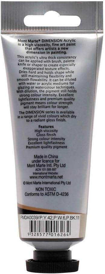 Mont Marte neutral grey 75ml acrylic paint label close up