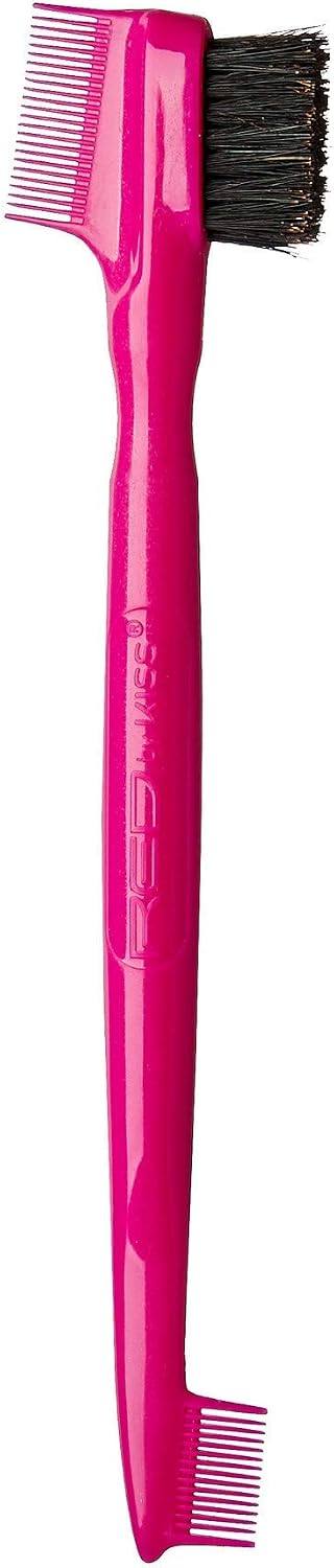 Red by Kiss boar hair edge brush showing natural bristles close up