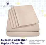 Sweet Home Collection beige microfiber bed sheets folded stack