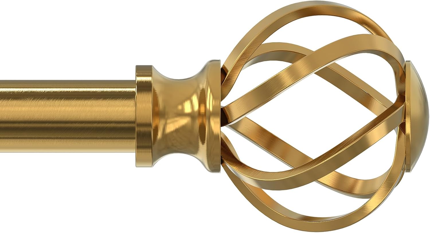 VOIIY gold curtain rod front view showcasing brushed brass finish