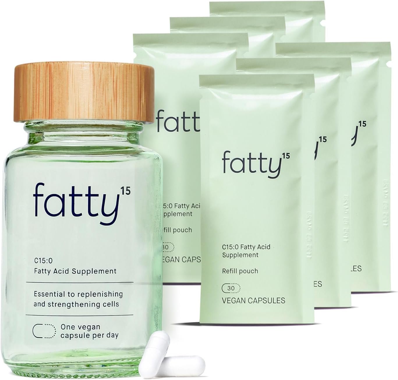 Fatty15 C15:0 Pentadecanoic Acid Supplement front view bottle