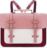 ECOSUSI Laptop Messenger Bag for Women front view showcasing the premium pink vegan leather exterior and elegant briefcase silhouette.