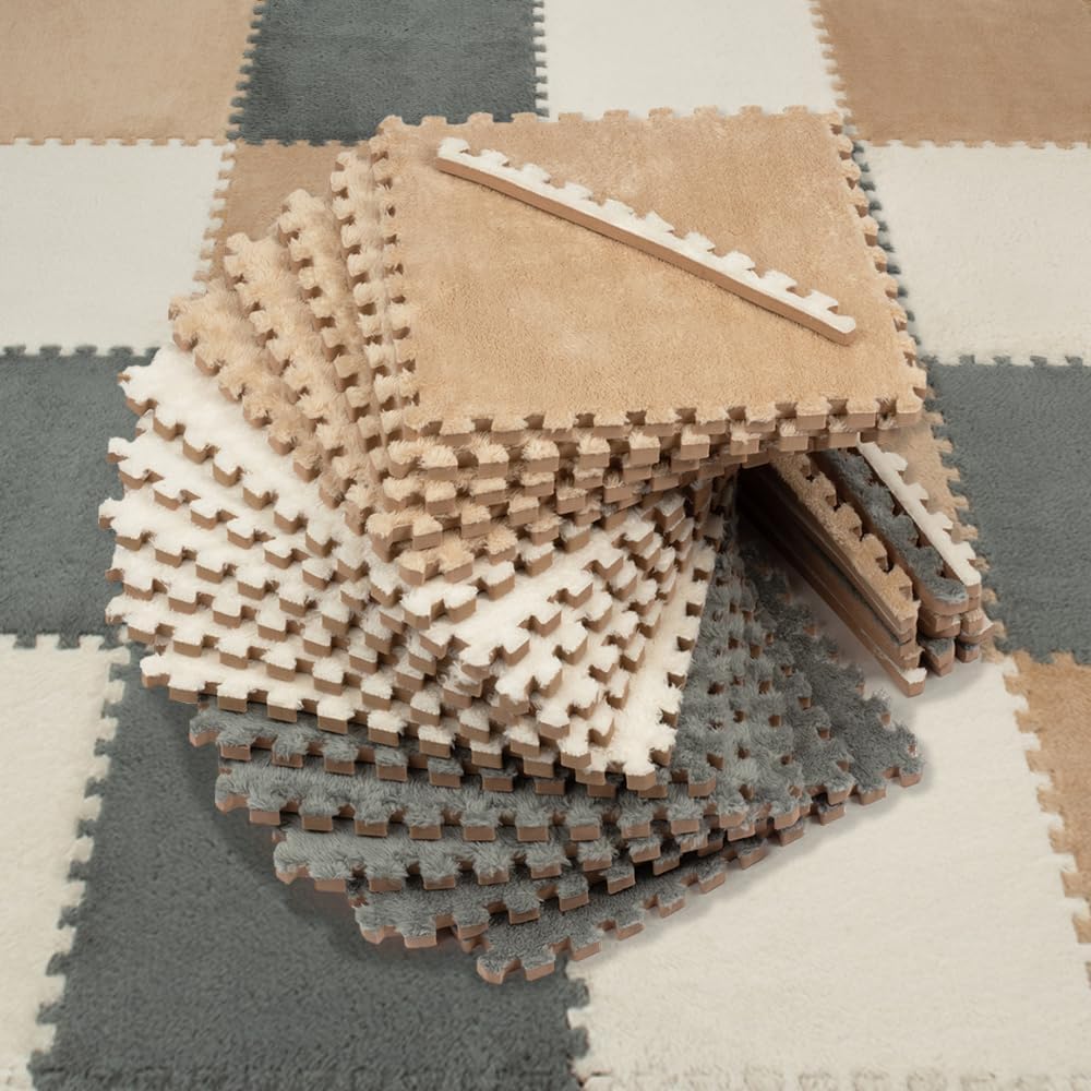 Carpetbox 16-piece plush interlocking foam floor mat front view