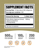 BulkSupplements mushroom powder packaging label details