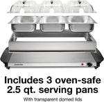 Proctor Silex buffet server with domed lids open