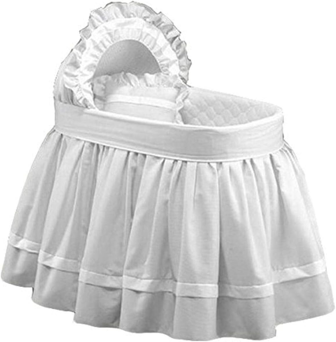 Baby Doll Bedding Regal Pique Bassinet Bedding White front view premium imported nursery decor