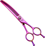 Fenice Peak professional dog grooming scissors front view showing rainbow finish.