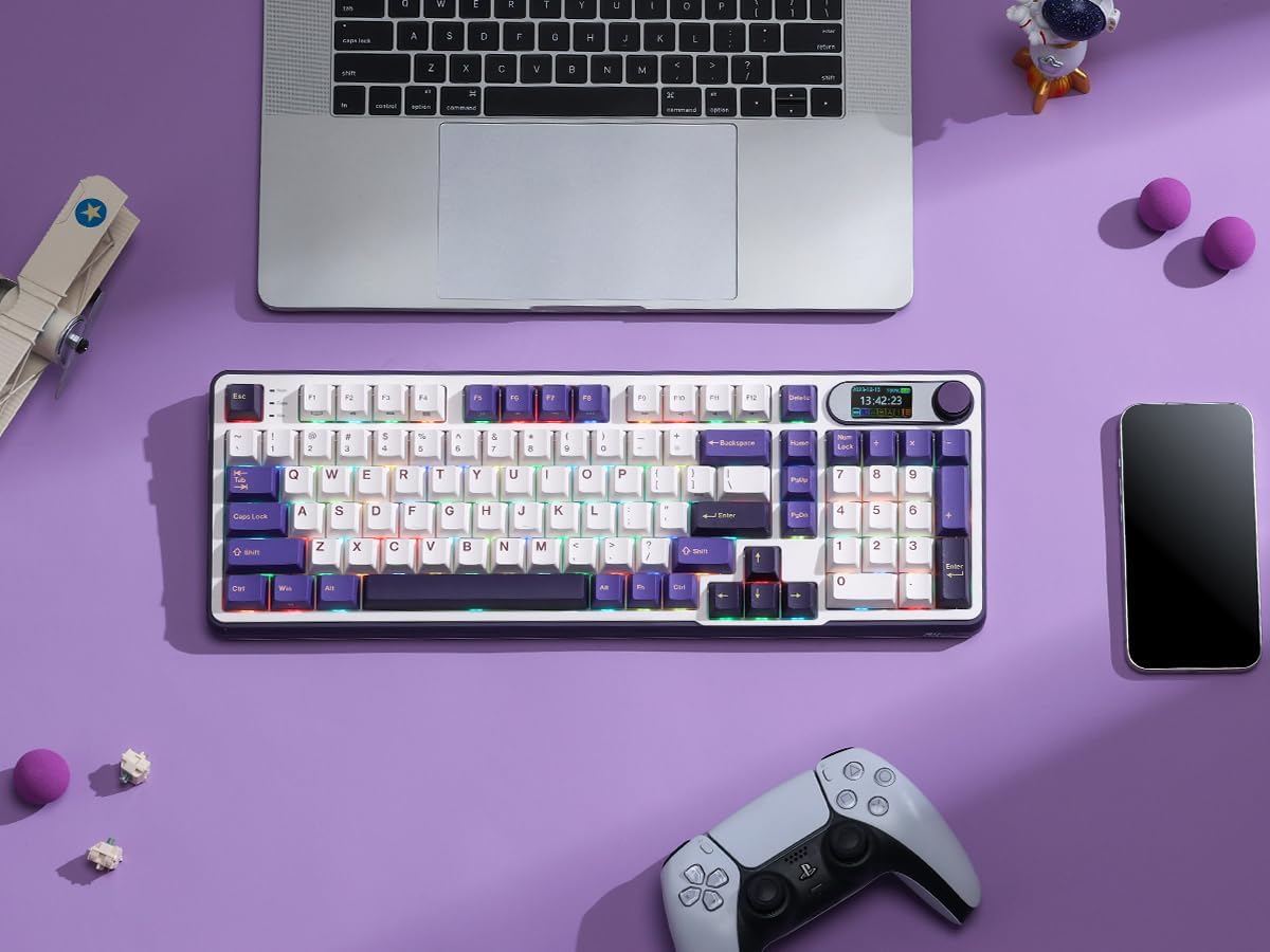 RK Royal Kludge S98 mechanical keyboard lifestyle setup on desk