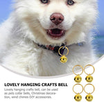 Pack of 20 LOGOFUN gold bells laid out for pet supplies decoration.