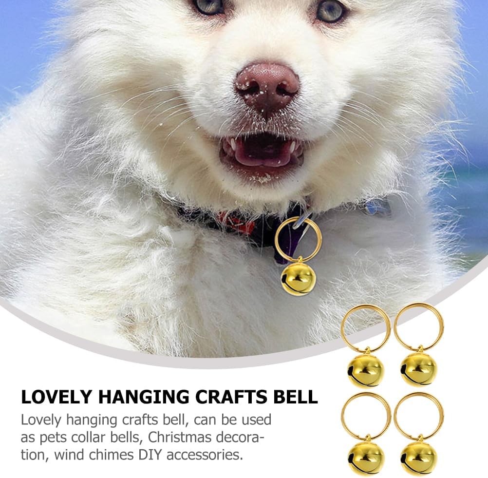 Pack of 20 LOGOFUN gold bells laid out for pet supplies decoration.