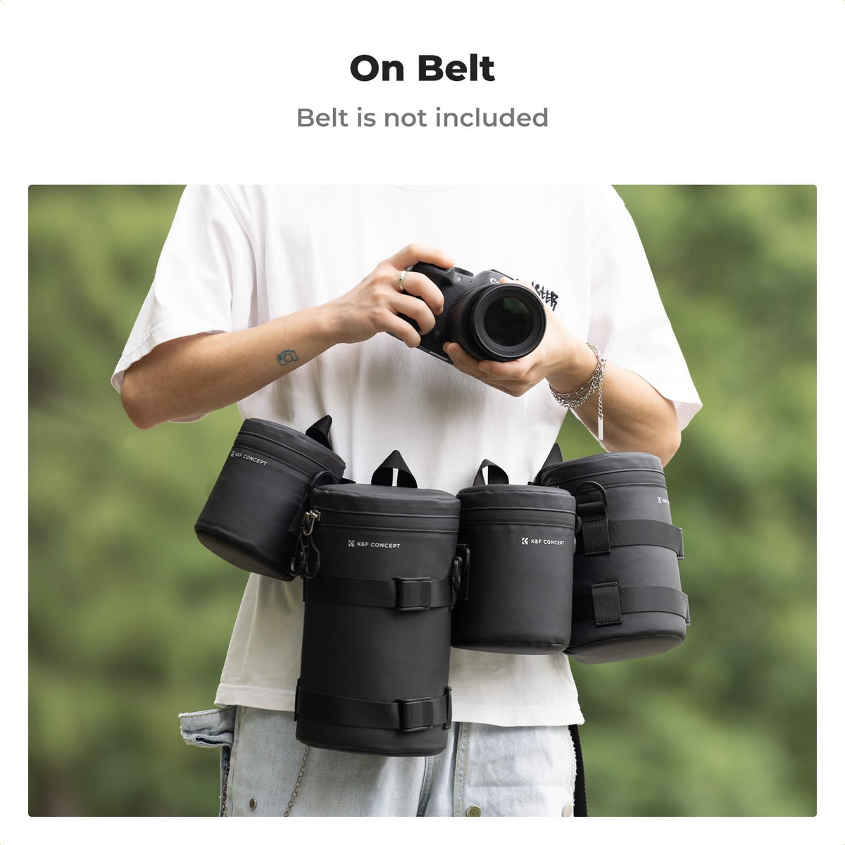 Adjustable shoulder strap attached to K&F Concept lens case