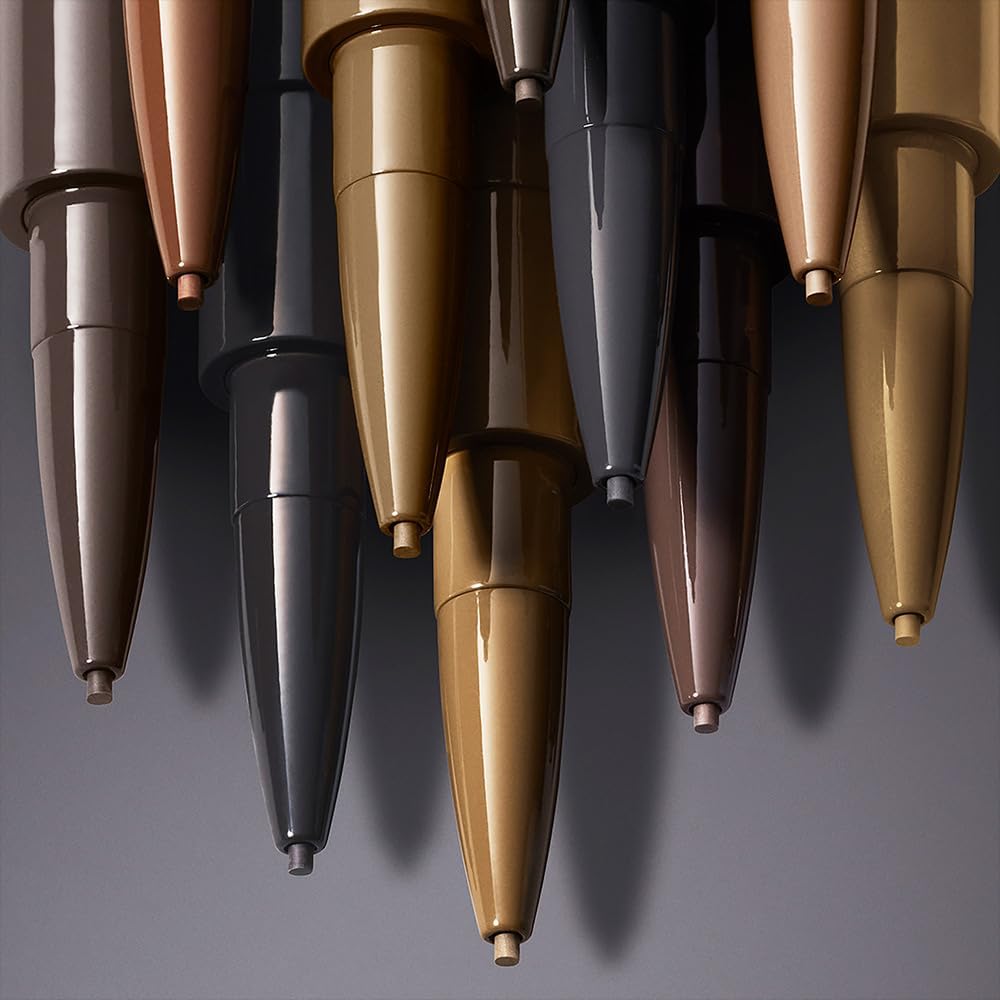 Waterproof eyebrow filler showing multiple shade options and textures