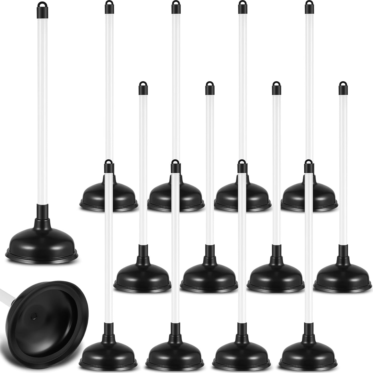 Reallnaive 12 pack toilet plungers set front view