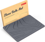 Graplife stone bath mat front view showing dark grey wave design.
