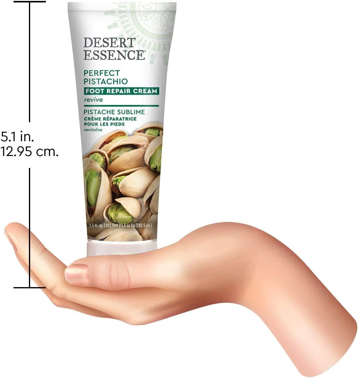 Desert Essence pistachio foot repair cream side profile angle shot