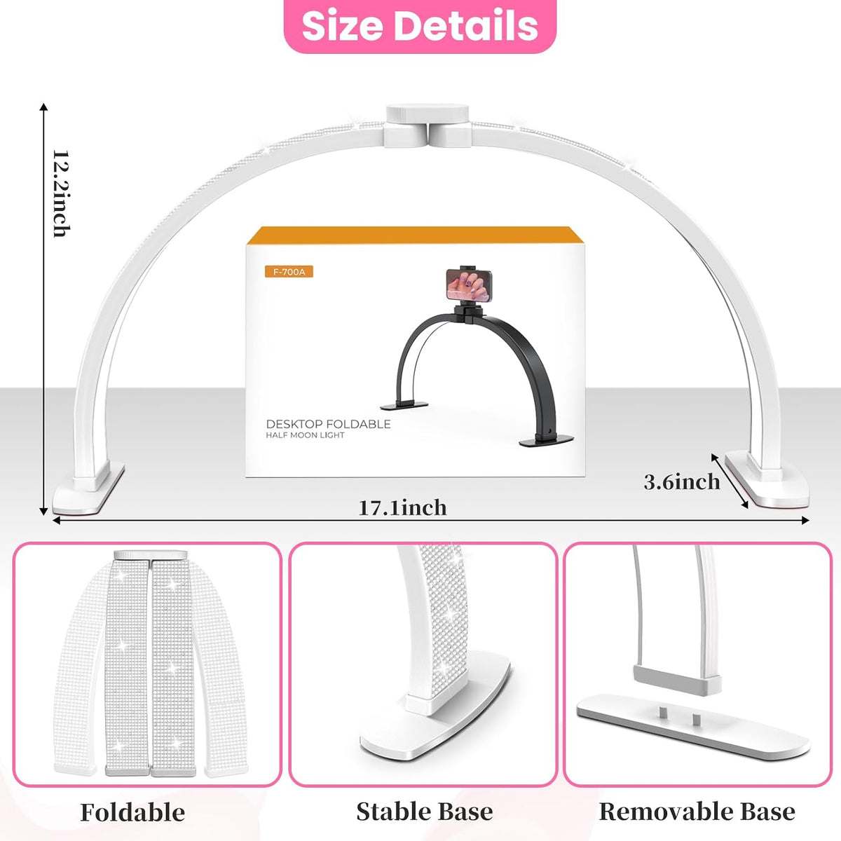 Uiopy half moon light stable desk base with anti-slip padding