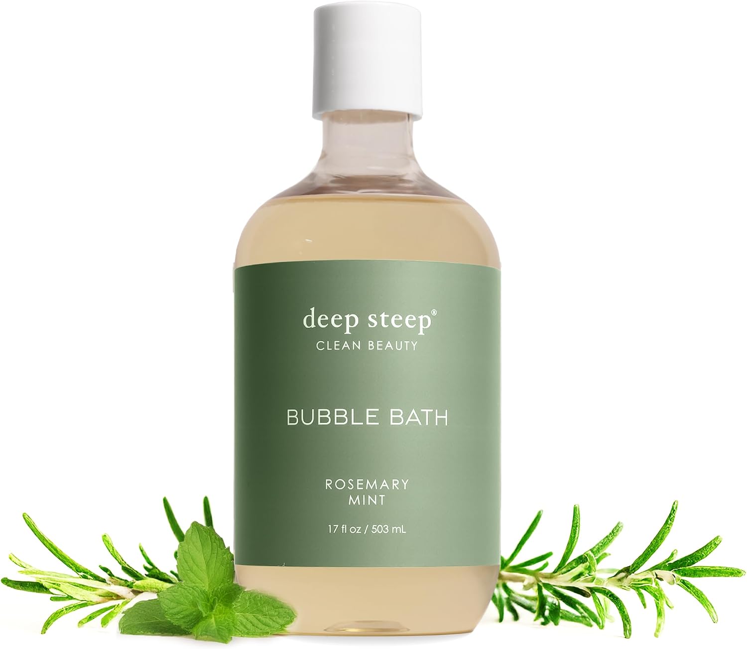 Deep Steep rosemary mint bubble bath front view bottle