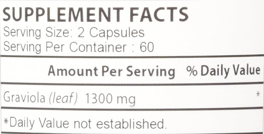 Graviola 100% Pure Graviola 1300mg Per Servings 120 Capsules Per Bottle (Annona muricata) - Image 5