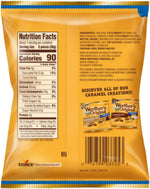 Close up of individually wrapped sugar free chewy caramel candies showing smooth texture.