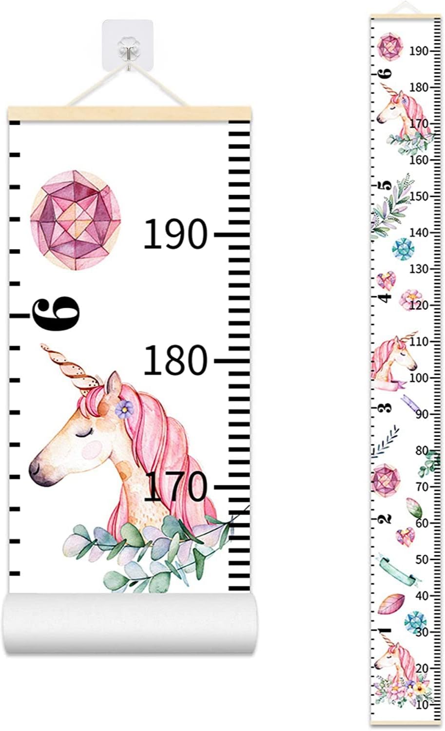 Baby Growth Chart, Height Wall Chart for Kids, Wooden Frame Canvas Measurement Hanging Ruler for Child's Room Decoration 79 x 7.9in(Flower) - Image 10