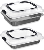 Qinyoung baking pan front view with lid and handle