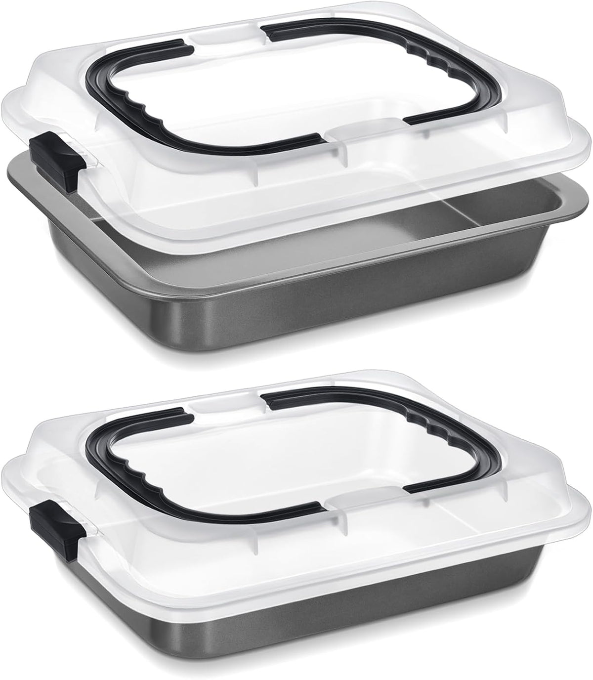 Qinyoung baking pan front view with lid and handle