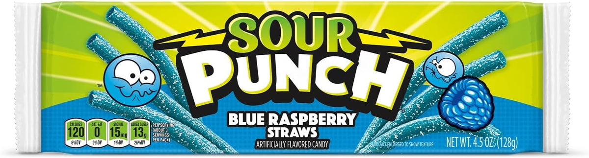 Sour Punch Straws, Sweet & Sour Flavored Soft, Chewy Candy, Tray, Blue Raspberry, 48 Oz - Image 13