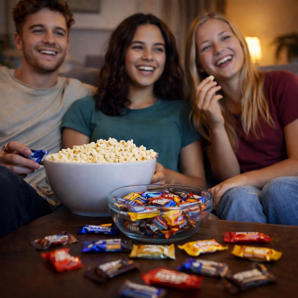 Bulk two pound chocolate candy mix showing different brand wrappers