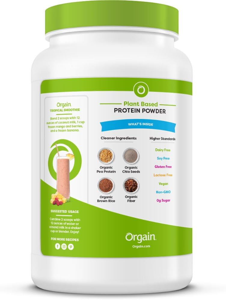 Orgain Organic Plant Based Protein Powder, Vanilla Bean - Vegan, Low Net Carbs, Non Dairy, Gluten Free, Lactose Free, No Sugar Added, Soy Free, Kosher, Non-GMO, 2.03 Pound - Image 14