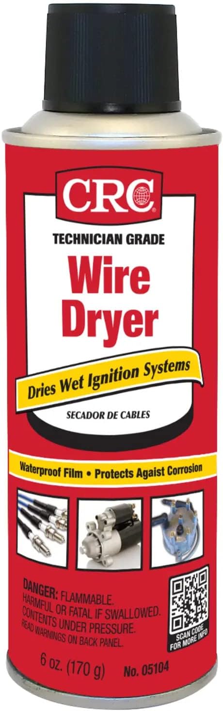 CRC Wire Dryer 6 Ounce aerosol can front view for engine maintenance.