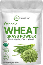 Micro Ingredients organic wheat grass powder front view jar container