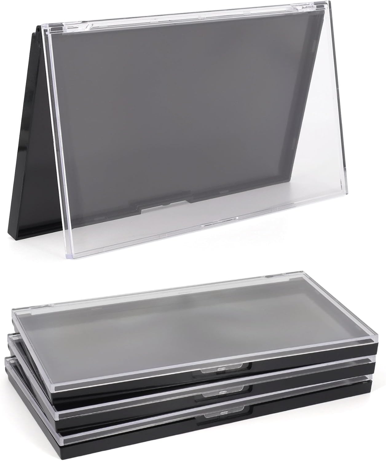 Magnetic Makeup Palette with Clear Top, 3Pack Empty Eyeshadow Pan Dispensing Storage Box with 60Pcs Adhesive Metal Stickers for DIY Cosmetics Lipstick Blush Powder-7.71”X4.33”Palette - Image 1