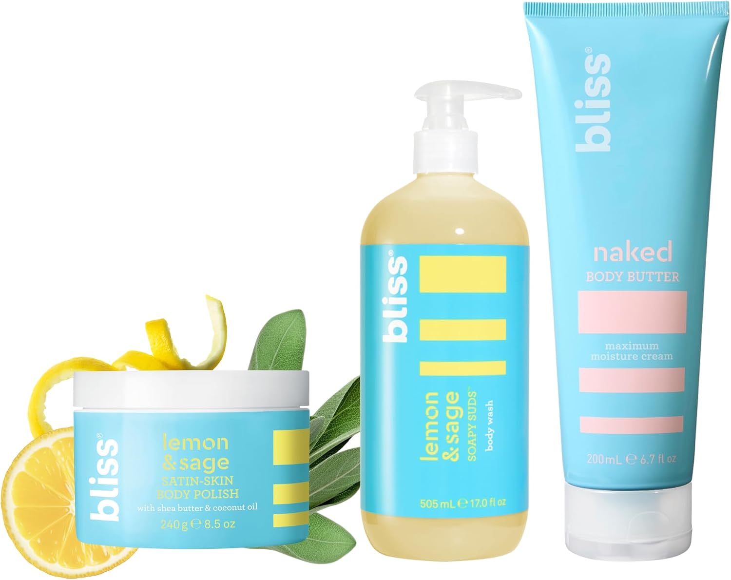 Bliss Skincare Trio authentic USA imported body care bundle front view