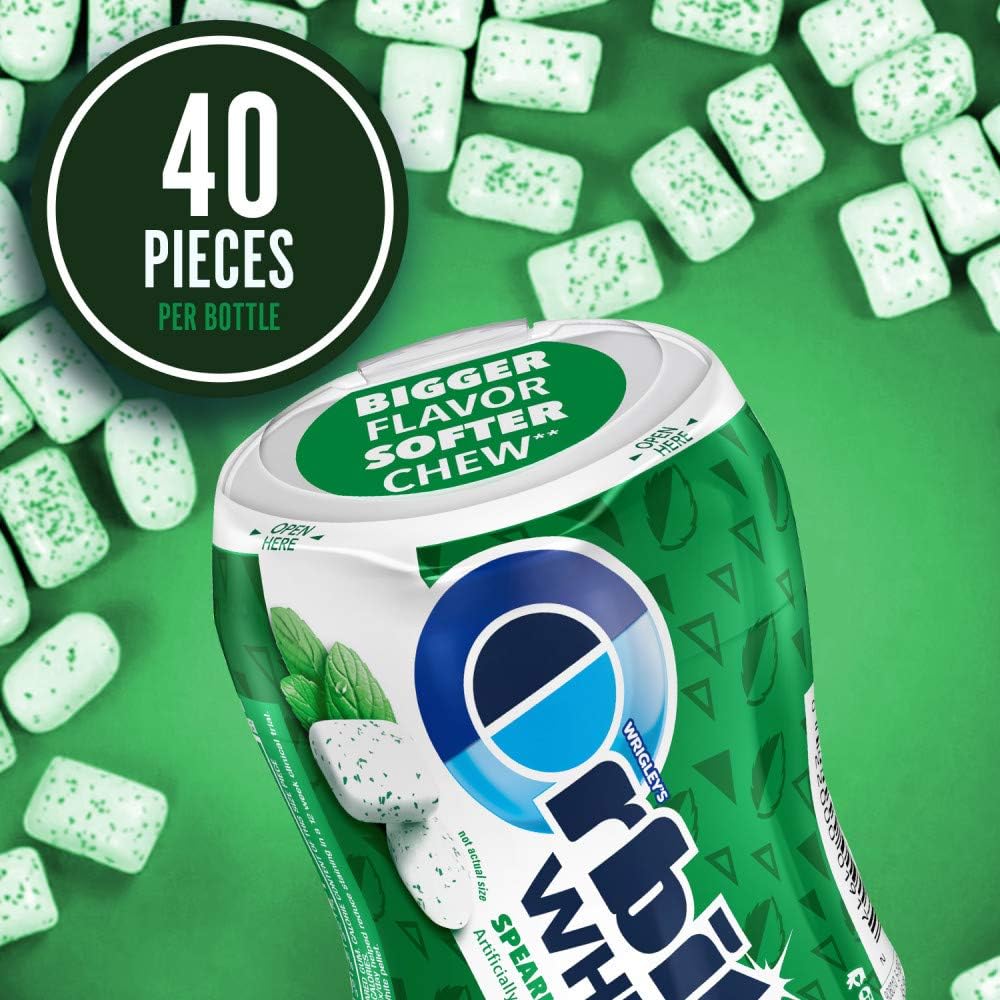 Orbit White Spearmint Sugar Free Chewing Gum four pack outer packaging layout