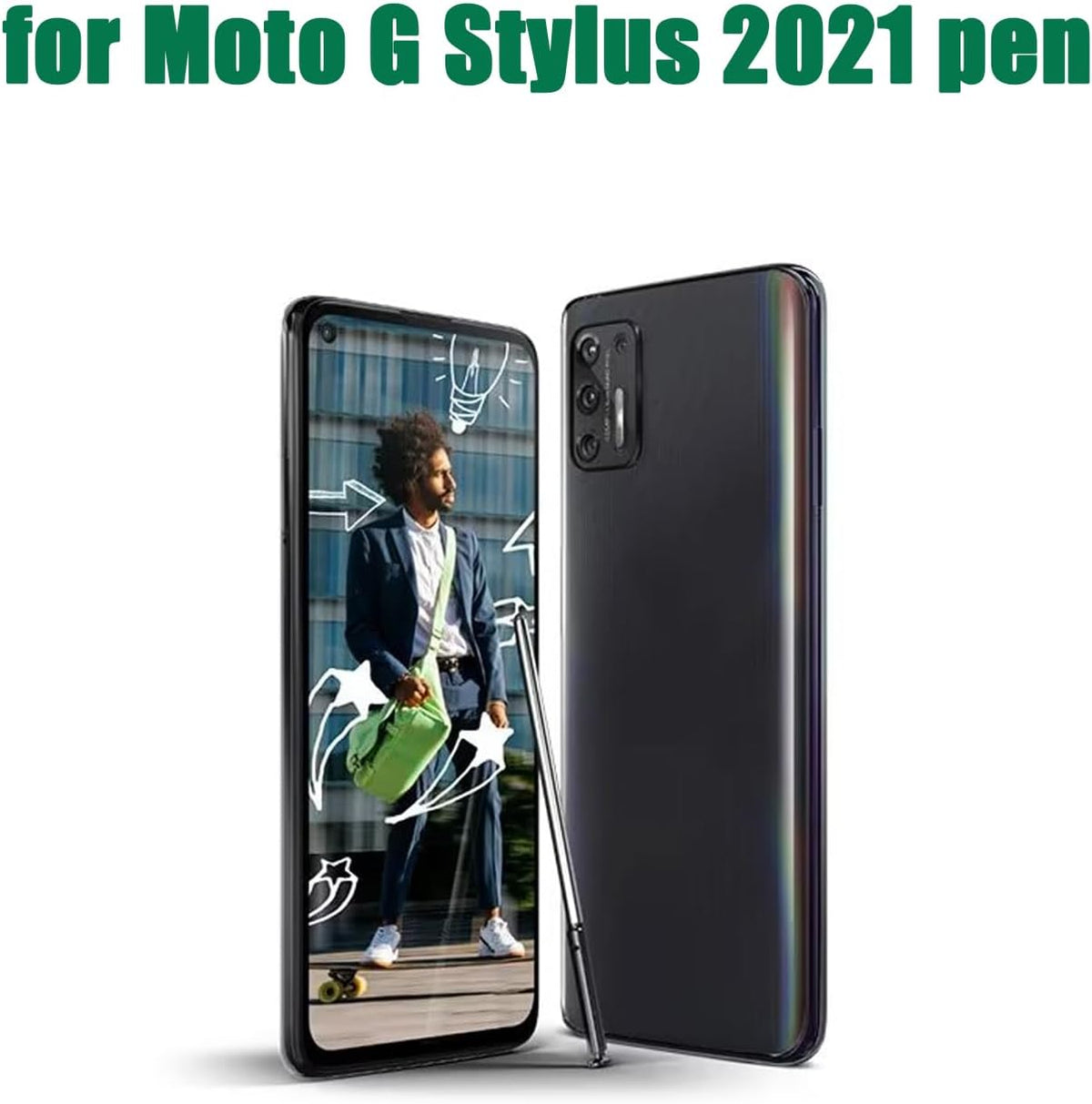Black touch screen pen for Motorola Moto G Stylus XT2115 closeup