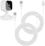 Zeshbit 2Pack 25ft Power Cable for Blink Mini front view showing two white micro USB cords neatly coiled.