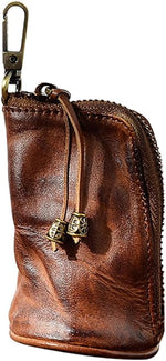 Yzikema leather mini medieval pouch keychain front view