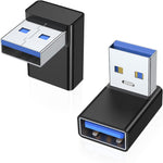 AreMe 90 degree USB adapter two pack front view showcasing upward angle design