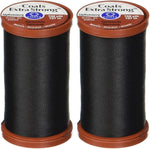 Coats And Clark black upholstery thread close up label
