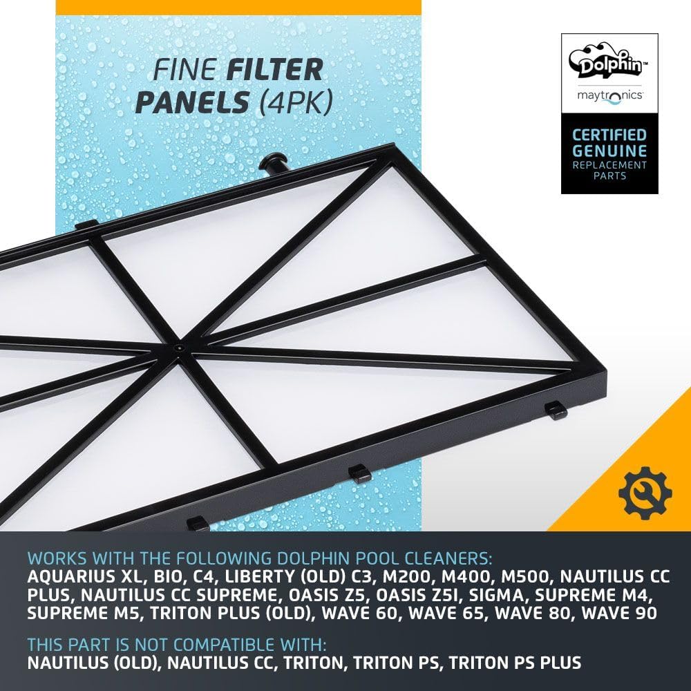 Close-up of fine mesh screen on Dolphin replacement filter panel