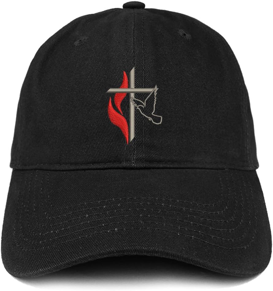 Methodist Cross and Dove Embroidered Brushed Cotton Dad Hat Ball Cap - Image 10